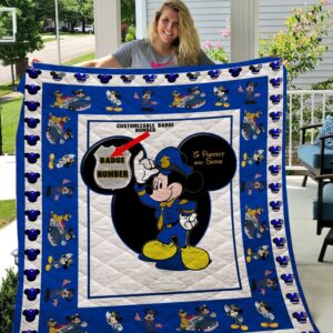 Mickey Mouse Police Quilt Customizable Badge Number  Quilt